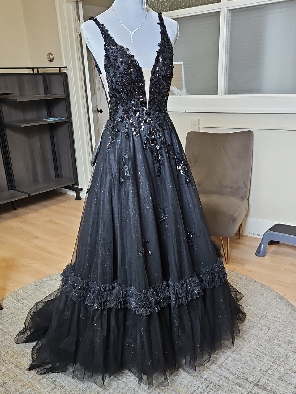 Size 6 Black Sparkle Amarra Ballgown